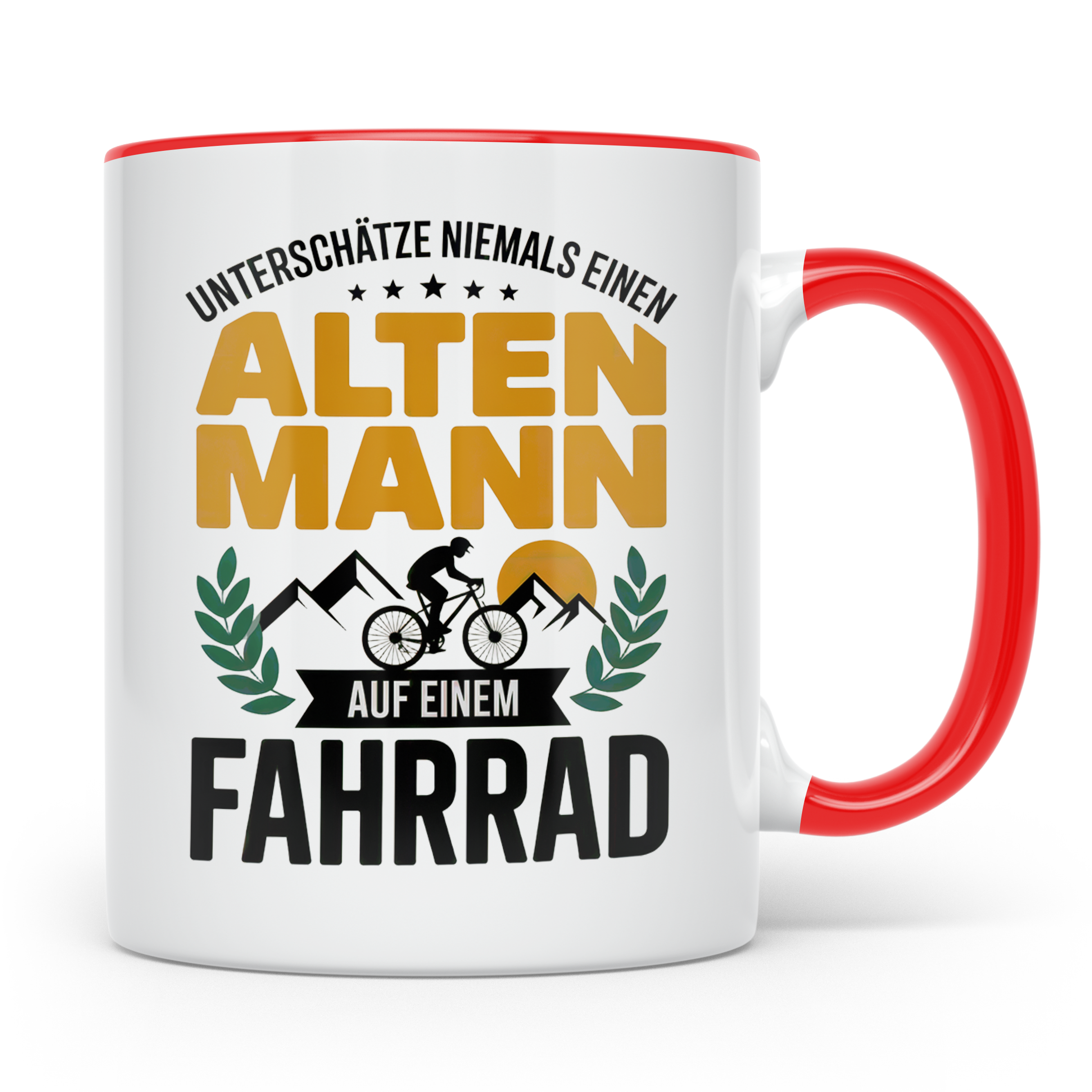 Alter Mann Fahrrad Kaffeetasse - Radfahrer Geschenkidee für  – Rot [farbe:rot]