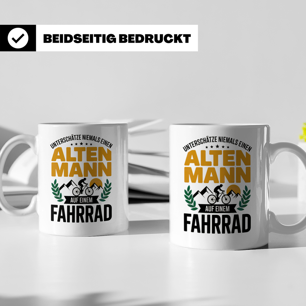 Alter Mann Fahrrad Kaffeetasse - Radfahrer Geschenkidee für  – Weiß [farbe:weiß]