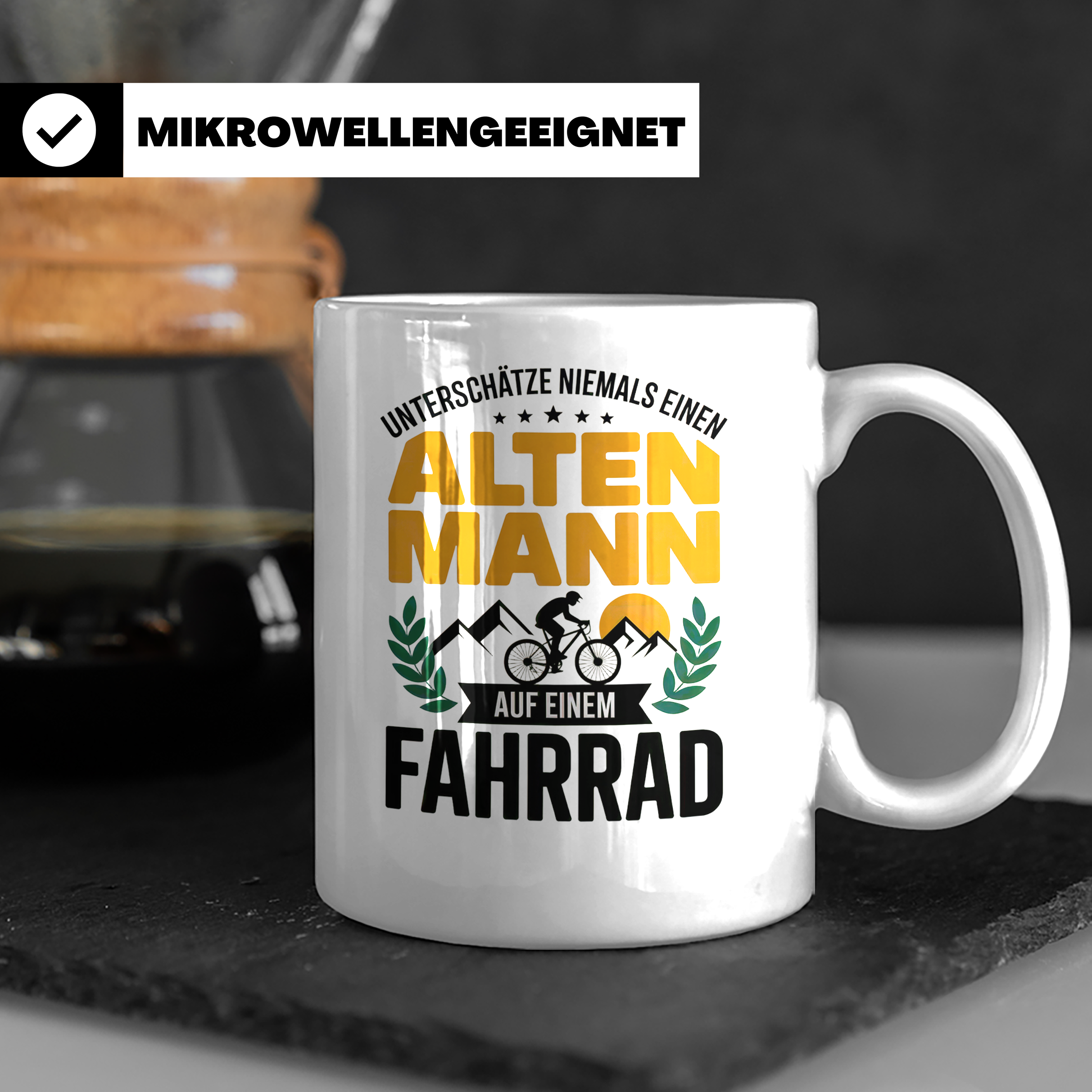 Alter Mann Fahrrad Kaffeetasse - Radfahrer Geschenkidee für  – Weiß [farbe:weiß]