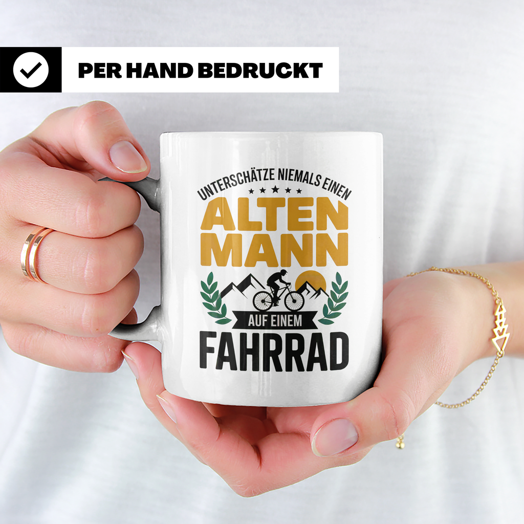 Alter Mann Fahrrad Kaffeetasse - Radfahrer Geschenkidee für  – Weiß [farbe:weiß]