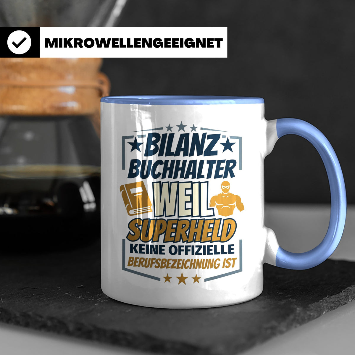 Bilanzbuchhalter Tasse mit Spruch Superheld Geschenk für Buc – Blau [farbe:blau]