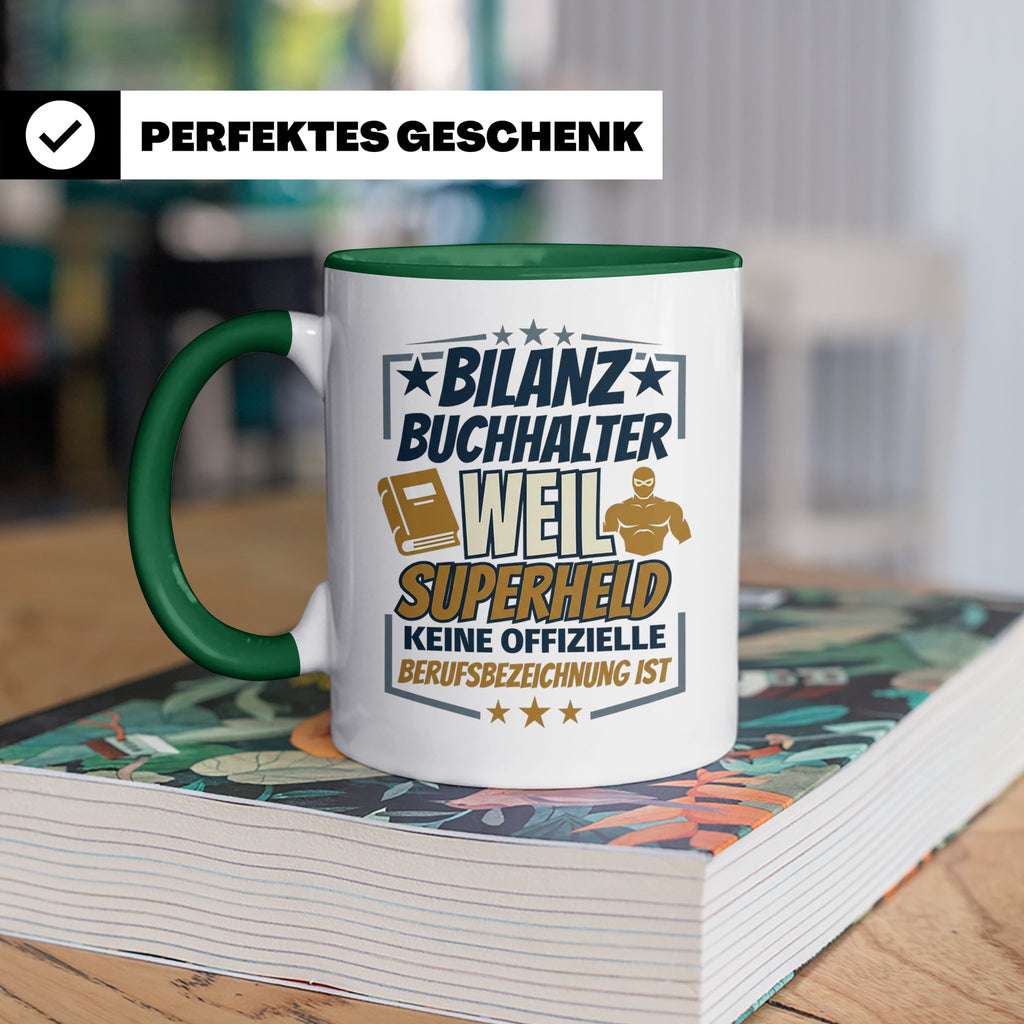 Bilanzbuchhalter Tasse mit Spruch Superheld Geschenk für Buc – Grün [farbe:grün]