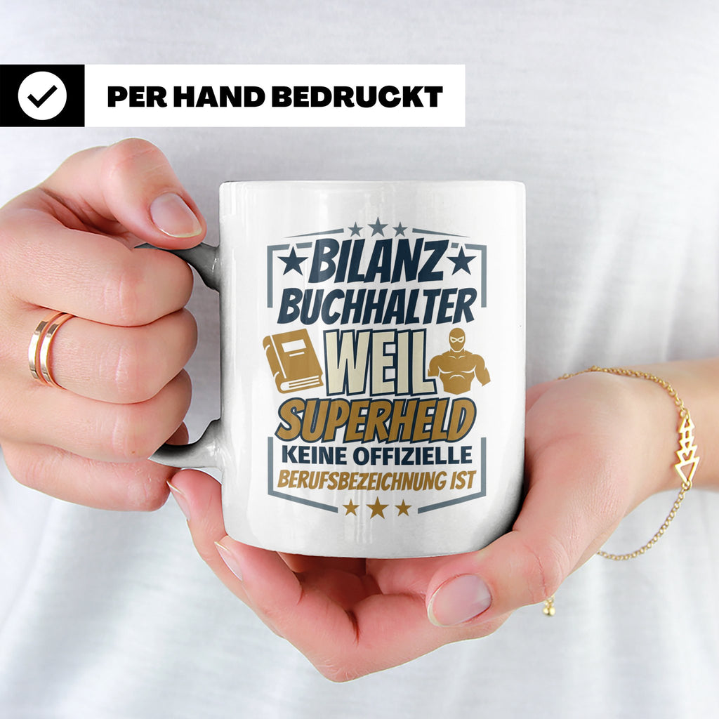 Bilanzbuchhalter Tasse mit Spruch Superheld Geschenk für Buc – Weiß [farbe:weiß]