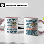 Kugelfisch Tasse mit Spruch Menschen Kopfweh. Lustiger Kaffe – Rosa [farbe:rosa]
