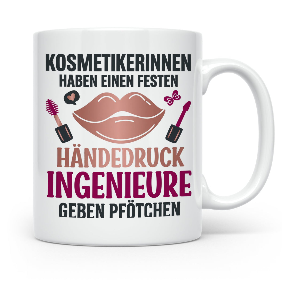 Kosmetikerin Tasse mit Spruch Fester Händedruck, Geschenk fü – Weiß [farbe:weiß]