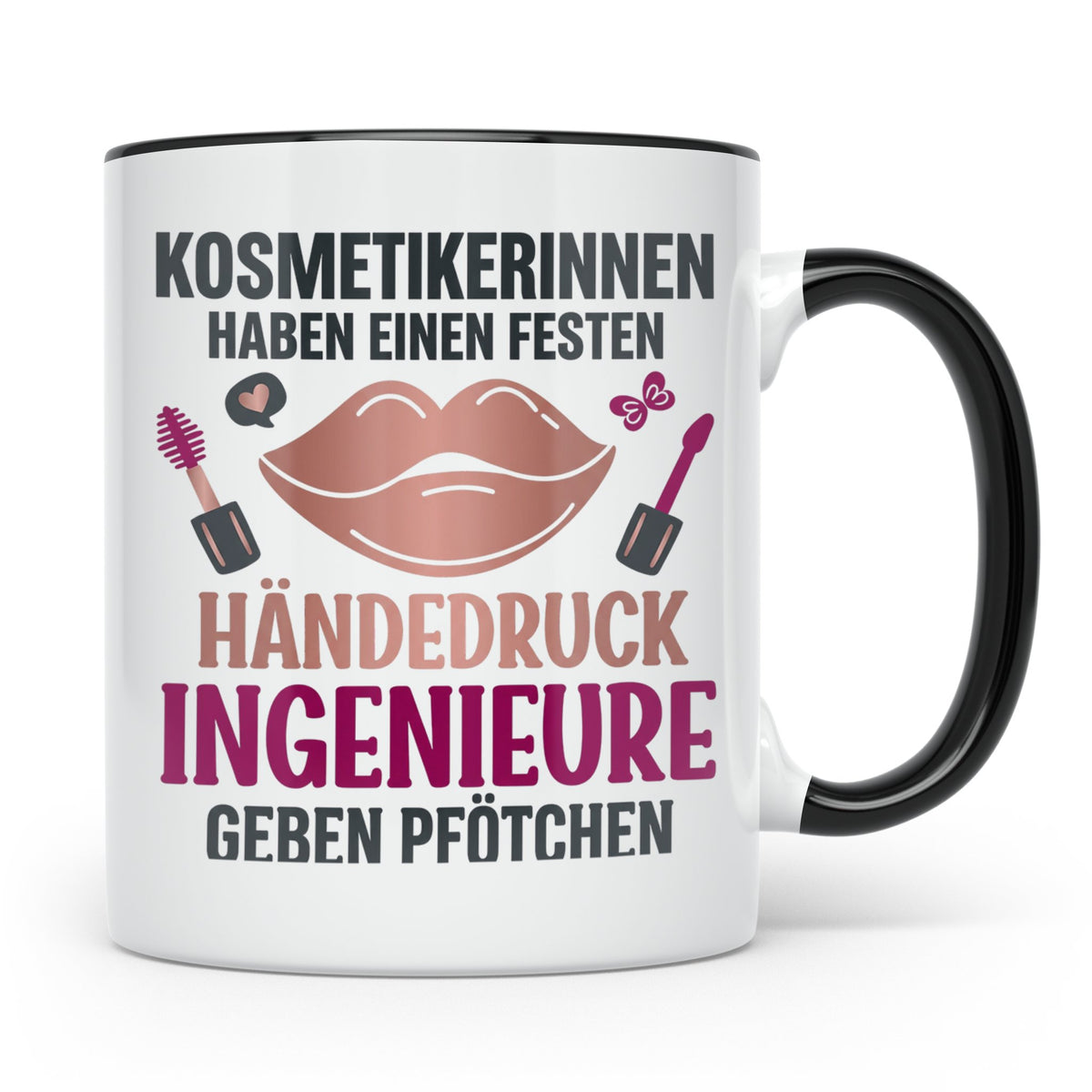 Kosmetikerin Tasse mit Spruch Fester Händedruck, Geschenk fü – Schwarz [farbe:schwarz]