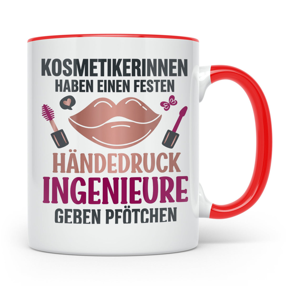 Kosmetikerin Tasse mit Spruch Fester Händedruck, Geschenk fü – Rot [farbe:rot]