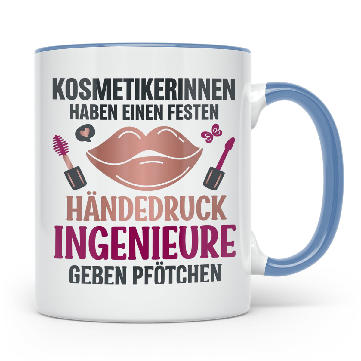Kosmetikerin Tasse mit Spruch Fester Händedruck, Geschenk fü – Blau [farbe:blau]