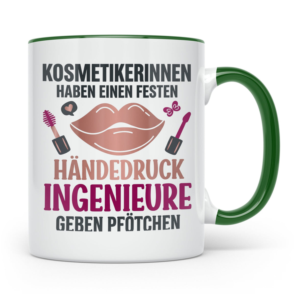 Kosmetikerin Tasse mit Spruch Fester Händedruck, Geschenk fü – Grün [farbe:grün]
