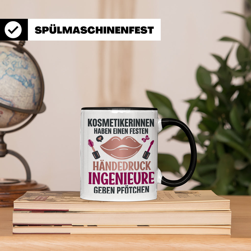 Kosmetikerin Tasse mit Spruch Fester Händedruck, Geschenk fü – Schwarz [farbe:schwarz]