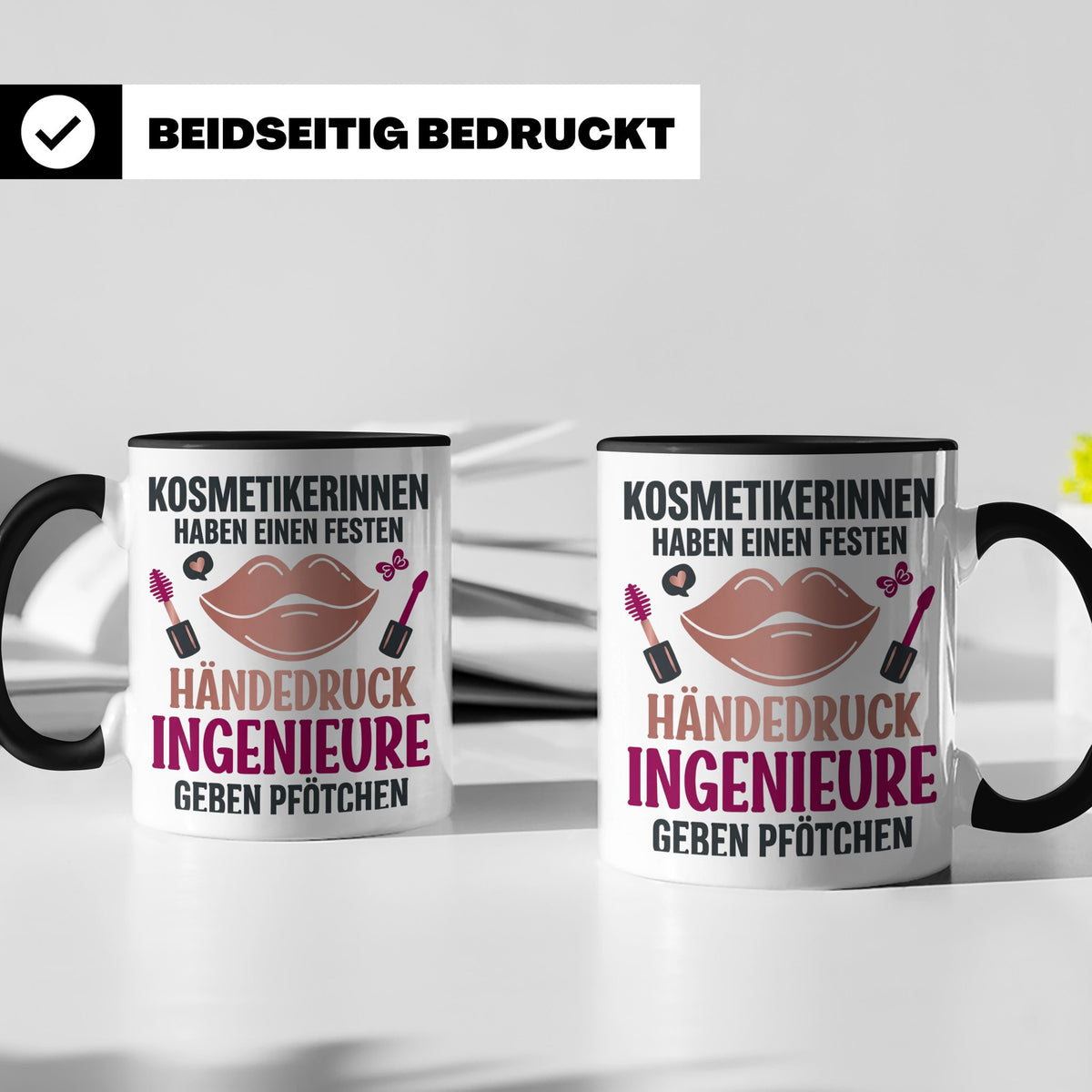 Kosmetikerin Tasse mit Spruch Fester Händedruck, Geschenk fü – Schwarz [farbe:schwarz]
