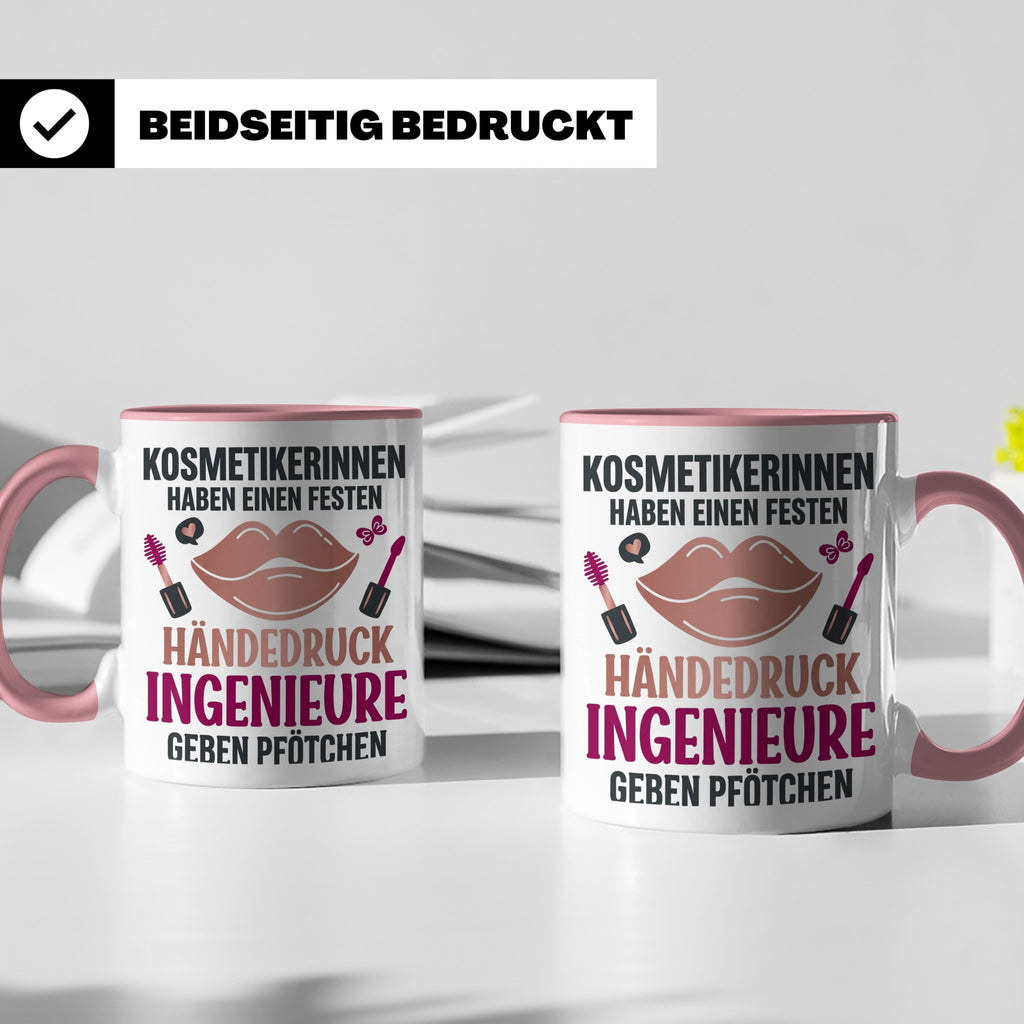 Kosmetikerin Tasse mit Spruch Fester Händedruck, Geschenk fü – Rosa [farbe:rosa]