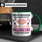 Kosmetikerin Tasse mit Spruch Fester Händedruck, Geschenk fü – Grün [farbe:grün]