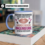 Kosmetikerin Tasse mit Spruch Fester Händedruck, Geschenk fü – Blau [farbe:blau]