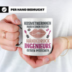Kosmetikerin Tasse mit Spruch Fester Händedruck, Geschenk fü – Weiß [farbe:weiß]