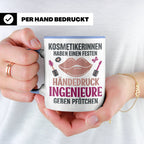 Kosmetikerin Tasse mit Spruch Fester Händedruck, Geschenk fü – Blau [farbe:blau]
