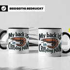 Rückenschmerzen Tasse Garnele Spruch, My back is in cripplin – Schwarz [farbe:schwarz]