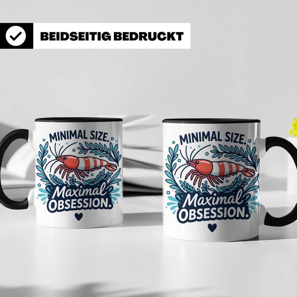 Garnelen Tasse "Minimal Size Maximal Obsession" Crystal Red  – Schwarz [farbe:schwarz]