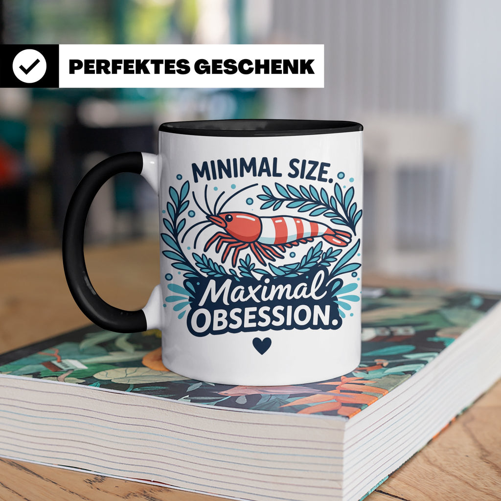 Garnelen Tasse "Minimal Size Maximal Obsession" Crystal Red  – Schwarz [farbe:schwarz]
