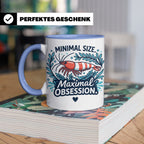 Garnelen Tasse "Minimal Size Maximal Obsession" Crystal Red  – Blau [farbe:blau]