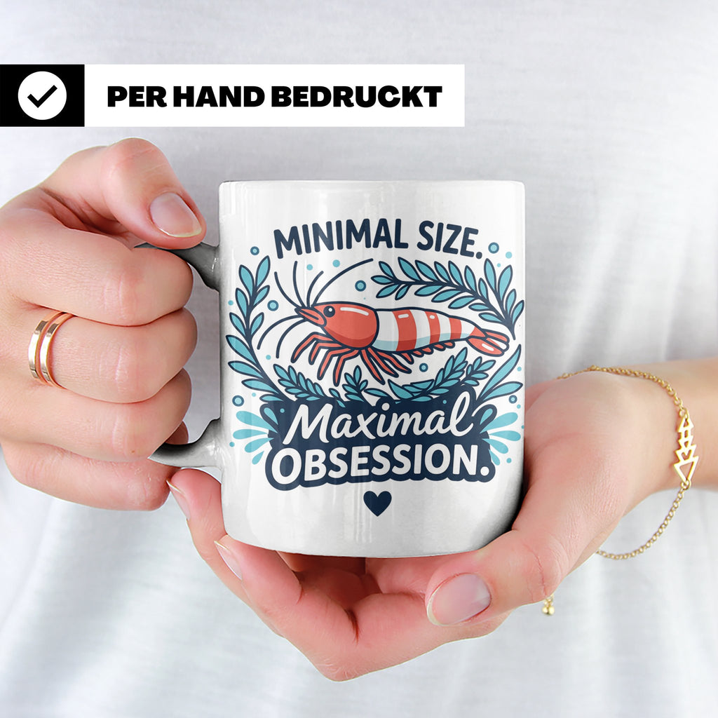 Garnelen Tasse "Minimal Size Maximal Obsession" Crystal Red  – Weiß [farbe:weiß]