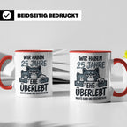 25. Hochzeitstag Tasse Silberhochzeit lustig mit Katze Motiv – Rot [farbe:rot]