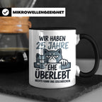 25. Hochzeitstag Tasse Silberhochzeit lustig mit Katze Motiv – Schwarz [farbe:schwarz]