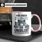 25. Hochzeitstag Tasse Silberhochzeit lustig mit Katze Motiv – Rosa [farbe:rosa]