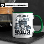 25. Hochzeitstag Tasse Silberhochzeit lustig mit Katze Motiv – Grün [farbe:grün]