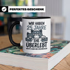 25. Hochzeitstag Tasse Silberhochzeit lustig mit Katze Motiv – Schwarz [farbe:schwarz]
