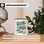 Landwirt Tasse Der Mais ruft und ich muss los Spruch lustig  – Schwarz [farbe:schwarz]
