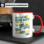 Landwirt Tasse Der Mais ruft und ich muss los Spruch lustig  – Rot [farbe:rot]