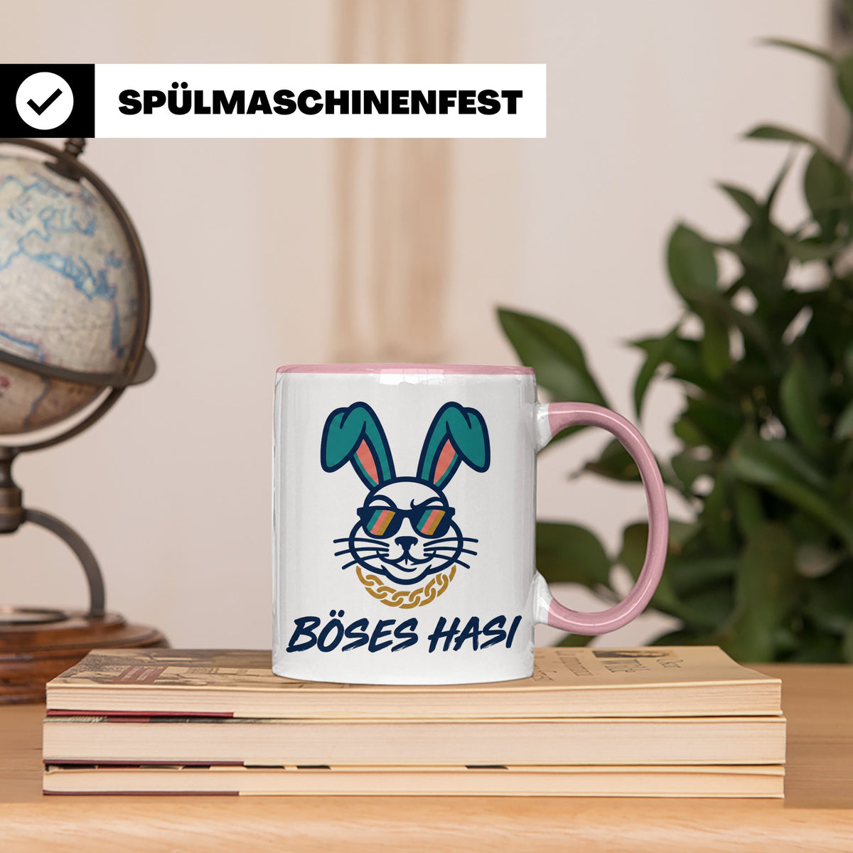 Böses Hasi Tasse lustig mit Spruch, cooler Gangster Hase mit – Rosa [farbe:rosa]