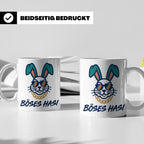 Böses Hasi Tasse lustig mit Spruch, cooler Gangster Hase mit – Weiß [farbe:weiß]