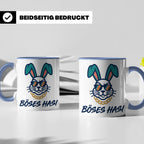 Böses Hasi Tasse lustig mit Spruch, cooler Gangster Hase mit – Blau [farbe:blau]