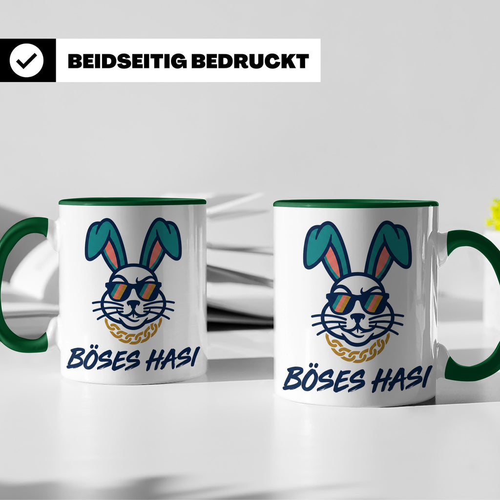 Böses Hasi Tasse lustig mit Spruch, cooler Gangster Hase mit – Grün [farbe:grün]