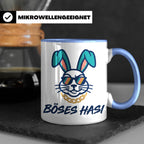 Böses Hasi Tasse lustig mit Spruch, cooler Gangster Hase mit – Blau [farbe:blau]