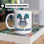 Böses Hasi Tasse lustig mit Spruch, cooler Gangster Hase mit – Weiß [farbe:weiß]