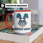 Böses Hasi Tasse lustig mit Spruch, cooler Gangster Hase mit – Rot [farbe:rot]
