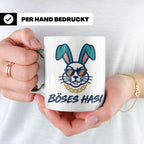 Böses Hasi Tasse lustig mit Spruch, cooler Gangster Hase mit – Weiß [farbe:weiß]