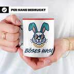 Böses Hasi Tasse lustig mit Spruch, cooler Gangster Hase mit – Rot [farbe:rot]