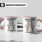 Hasen Tasse mit Spruch 'Meine Hasen rufen an', lustiges Gesc – Rosa [farbe:rosa]