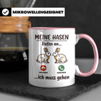 Hasen Tasse mit Spruch 'Meine Hasen rufen an', lustiges Gesc – Rosa [farbe:rosa]