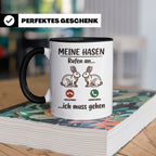 Hasen Tasse mit Spruch 'Meine Hasen rufen an', lustiges Gesc – Schwarz [farbe:schwarz]