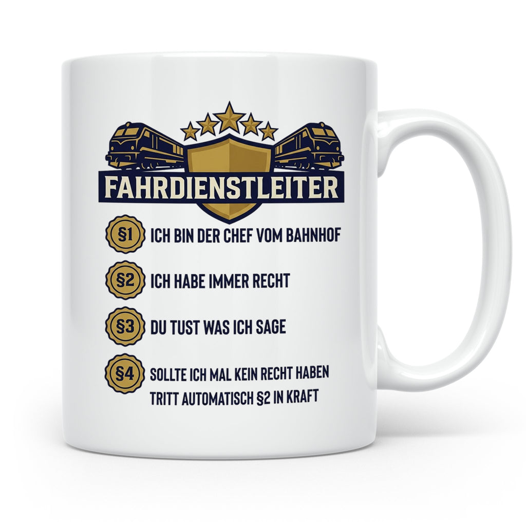 Fahrdienstleiter Tasse mit Spruch Chef vom Bahnhof | Geschen – Weiß [farbe:weiß]