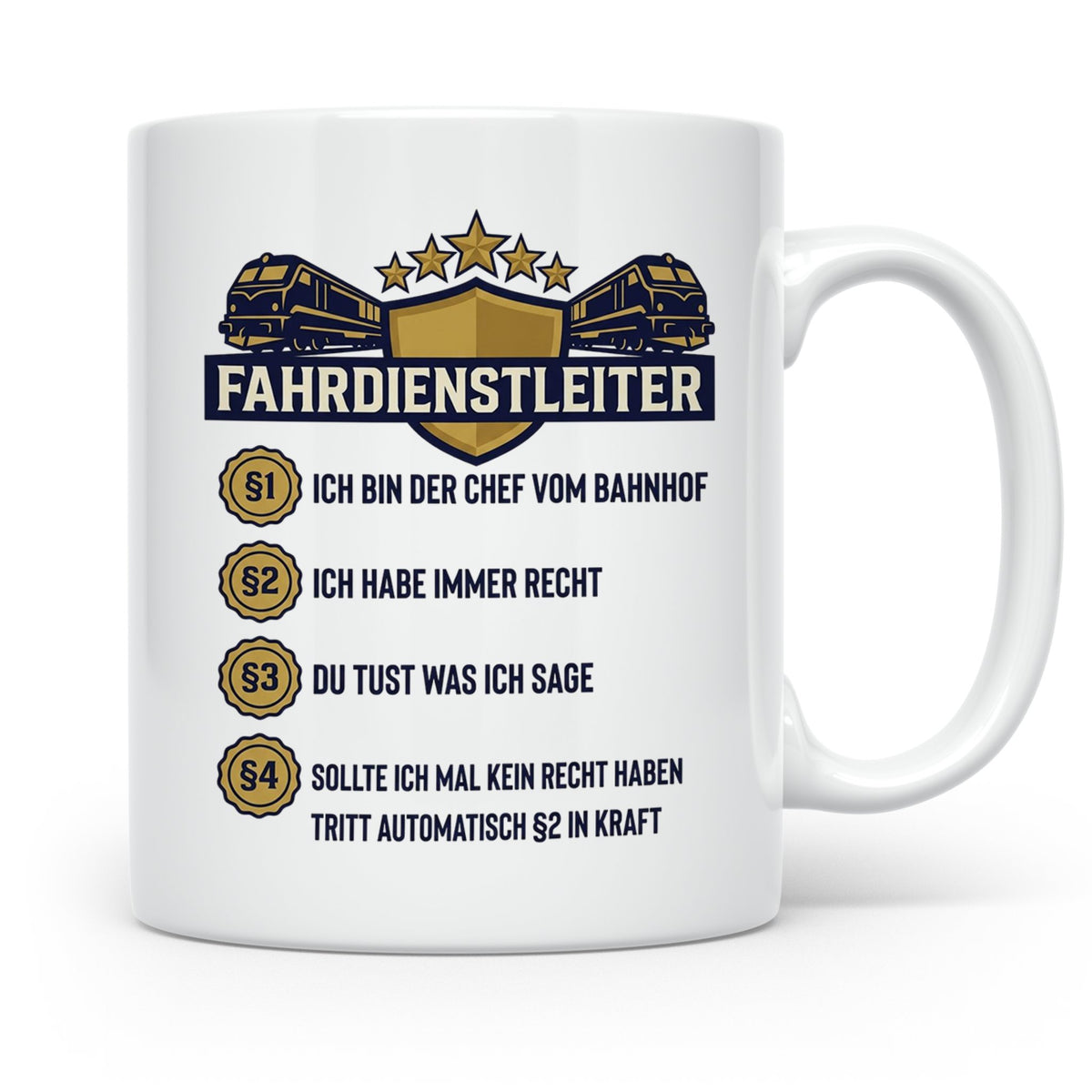 Fahrdienstleiter Tasse mit Spruch Chef vom Bahnhof | Geschen – Weiß [farbe:weiß]
