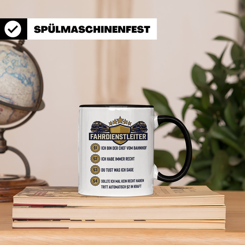 Fahrdienstleiter Tasse mit Spruch Chef vom Bahnhof | Geschen – Schwarz [farbe:schwarz]