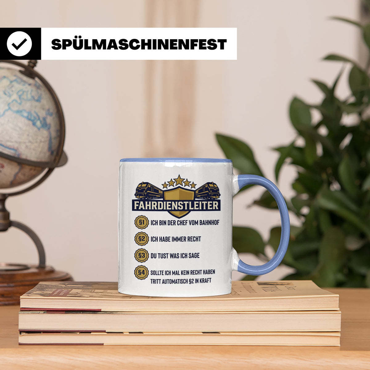 Fahrdienstleiter Tasse mit Spruch Chef vom Bahnhof | Geschen – Blau [farbe:blau]