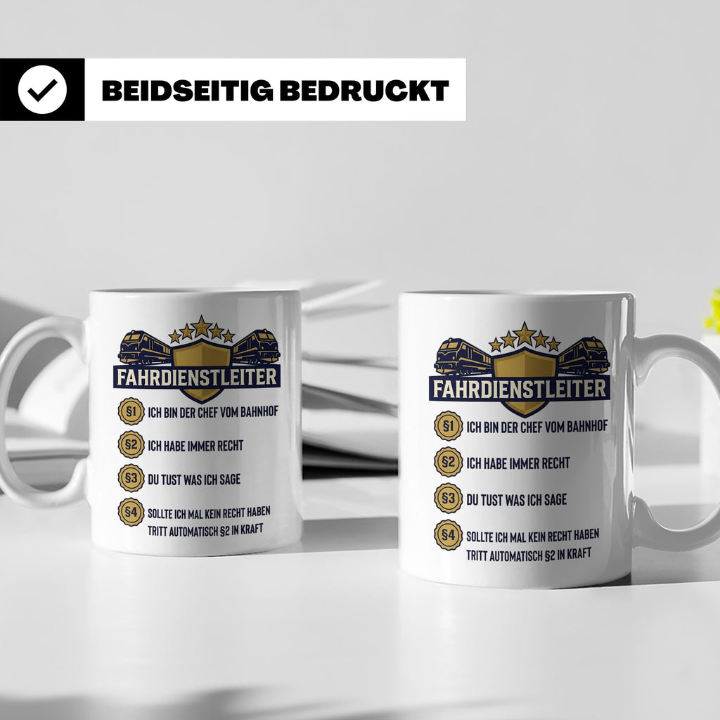 Fahrdienstleiter Tasse mit Spruch Chef vom Bahnhof | Geschen – Weiß [farbe:weiß]