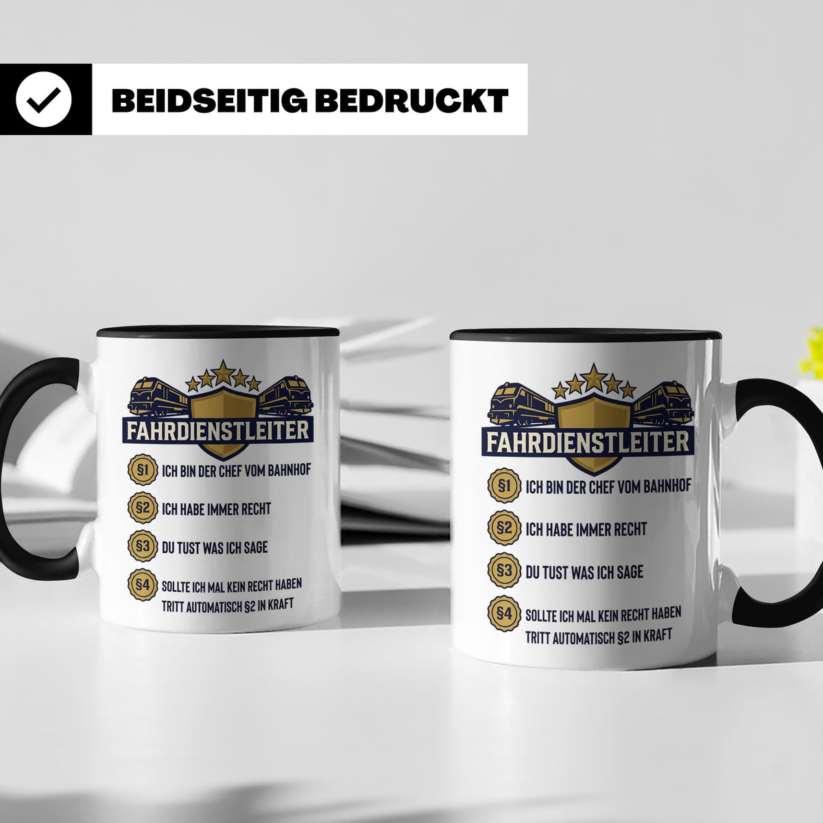 Fahrdienstleiter Tasse mit Spruch Chef vom Bahnhof | Geschen – Schwarz [farbe:schwarz]